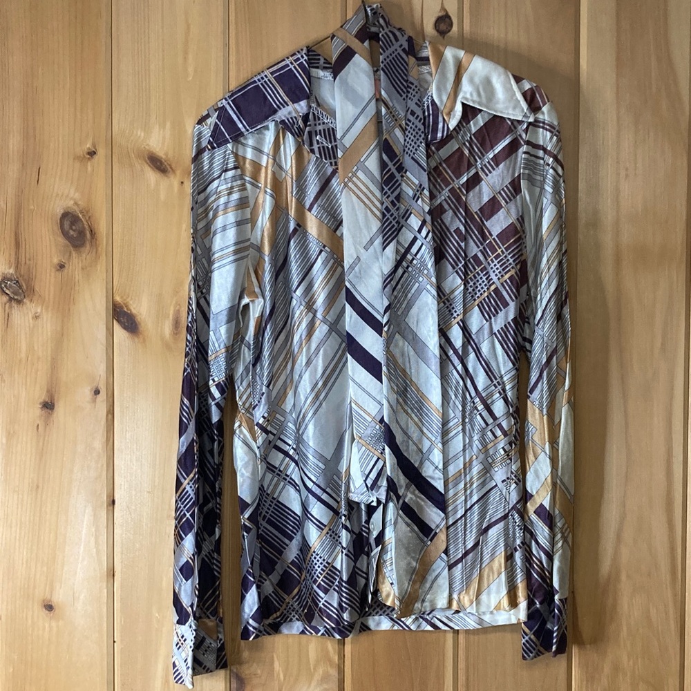 Vintage 70s geometric print shirt with necktie